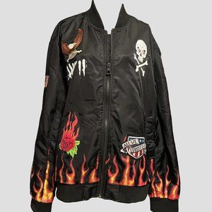 Reason Black Graphic Skull Jacket - XXXL